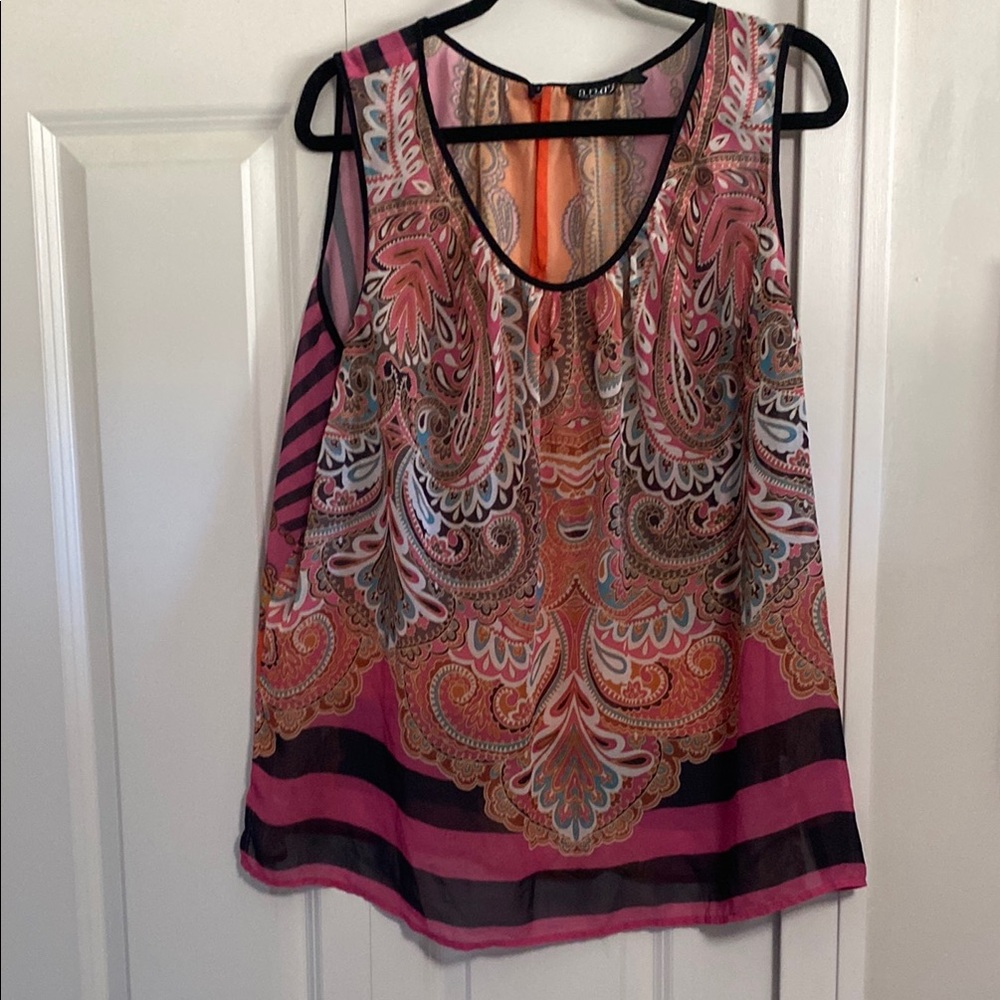 a.n.a Pink and White Embellished Sleeveless Tank Top